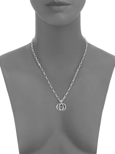 gucci boule sterling silver gg necklace|Gucci interlocking g pendant.